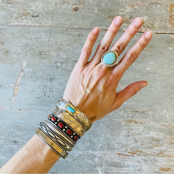 ♥️ Navajo ♥️ Donavan Skeets Sterling Silver & Sonoran Gold Turquoise Ring - Picture 2 of 15